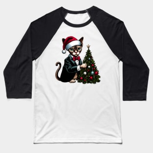 Devon Rex Cat Christmas Baseball T-Shirt